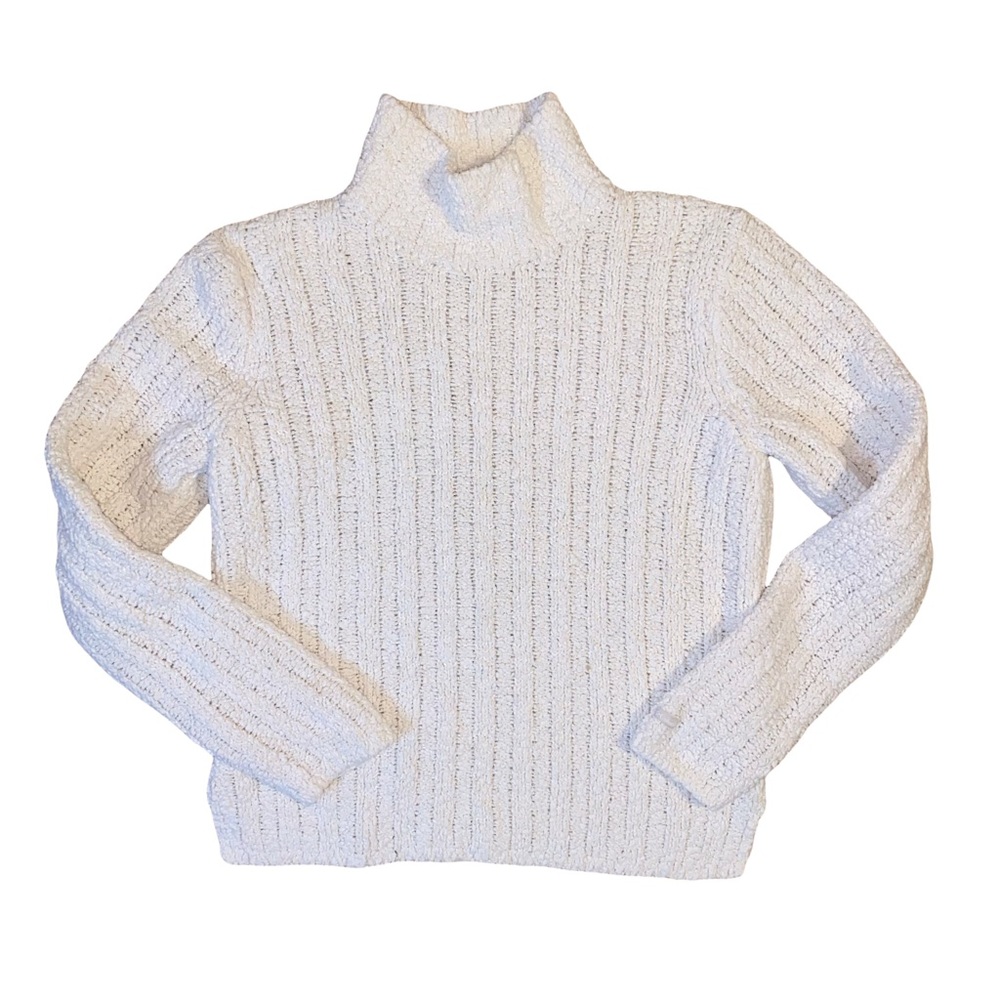 Columbia Sweater Womens Medium Ivory Cream Ribbed Knit High Neck Casual Fit